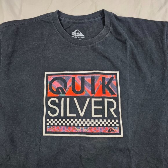Quiksilver Mens Size XL Black Regular Fit Short Sleeve Shirt Cotton Crewneck - Picture 3 of 8
